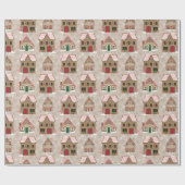 ギンガーブレッドハウズラッピング紙 – ブラウン ラッピングペーパー (フラット)
