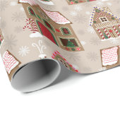 ギンガーブレッドハウズラッピング紙 – ブラウン ラッピングペーパー (ロールコーナー)