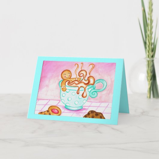 ギンガーブレッドボーイクリスマスコーヒグリーティングカード シーズンカード (正面)