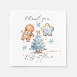 ギンガーブレッドボーイクリスマスツリー赤ちゃん感謝していシャワー スタンダードカクテルナプキン