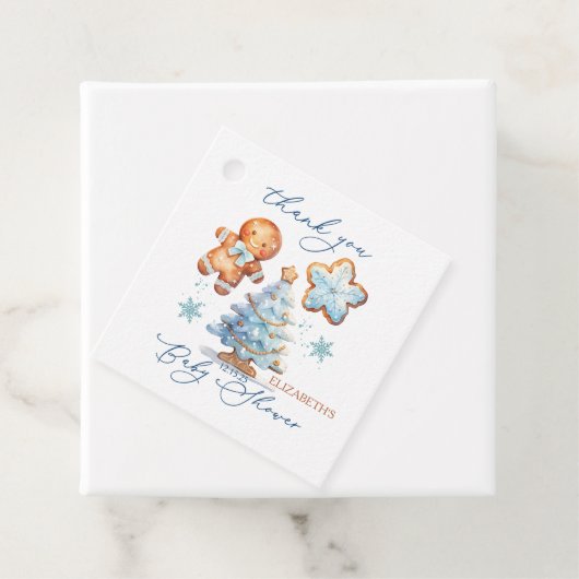 ギンガーブレッドボーイクリスマスツリー赤ちゃん感謝していシャワー フェイバータグ (インサイチュ)