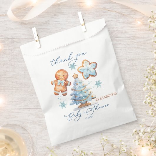 ギンガーブレッドボーイクリスマスツリー赤ちゃん感謝していシャワー フェイバーバッグ (クリップ留めされた状態)