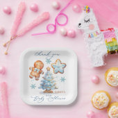 ギンガーブレッドボーイクリスマスツリー赤ちゃん感謝していシャワー ペーパープレート (パーティー)