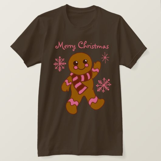 ギンガーブレッドボーイクリスマスTシャツ Tシャツ (デザイン正面)