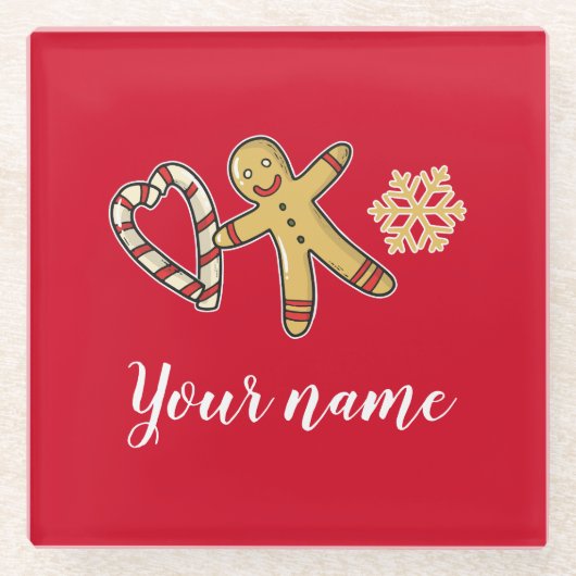 ギンガーブレッドマンの愛 ガラスコースター (正面)