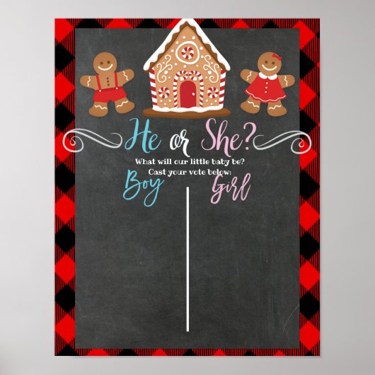 ギンガーブレッド休日ジェンダー投票ボード赤を表示 ポスター (正面)