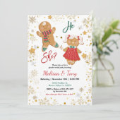 ギンガーブレッド冬の金ゴールド雪片ジェンダーが明らかにする 招待状 (スタンド正面)