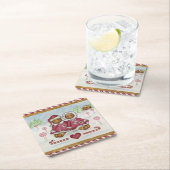 ギンガーブレッド少年とガールコースター スクエアペーパーコースター (インサイチュ)