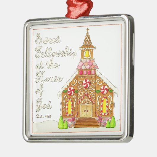 ギンガーブレッド教会の甘いフェローシップクリスマス メタルオーナメント (左)