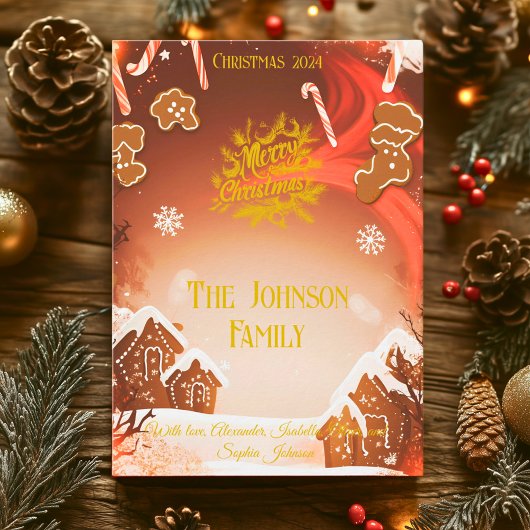 ギンガーブレッド村とカスタム家族のメッセージ 招待状
