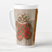 ギンガーブレッド男の子と女の子のクッキークリスマスのマグカップ カフェラテマグ (左アングル)