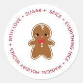 ギンガーブレッド男の子クリスマスのクッキーのスワップギフト ラウンドシール (正面)
