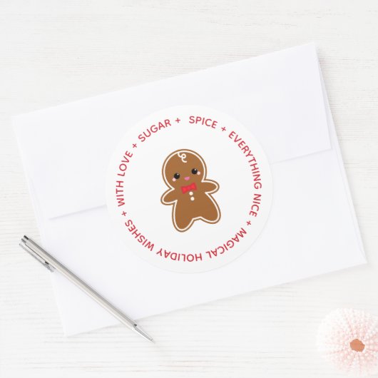 ギンガーブレッド男の子クリスマスのクッキーのスワップギフト ラウンドシール (封筒)