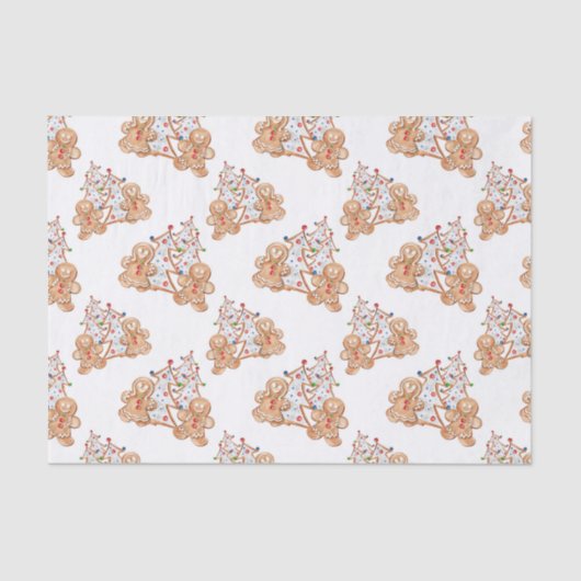 ギンガーブレッド男の子、女の子クリスマスツリー 薄葉紙 (正面)