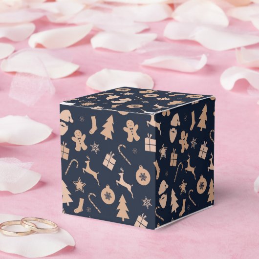 ギンガーブレッド、サンタ、クリスマスツリーパターン フェイバーボックス (ウェディング)