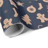 ギンガーブレッド、サンタ、クリスマスツリーパターン ラッピングペーパー (ロールコーナー)