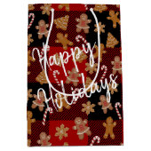 ギンガーブレッドCookieとキャンディカヌオンプレイド ミディアムペーパーバッグ (正面)