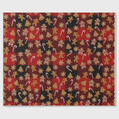 ギンガーブレッドCookieとキャンディカヌオンプレイド ラッピングペーパー (フラット)