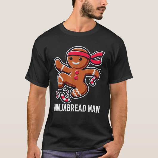 ギンガーブレッドNinjabread Man おもしろい Cute Groovyクリス Tシャツ (正面)