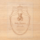 ギンガ男女兼用ムテディベア赤ちゃんシャワー アクリル招待状 (正面)