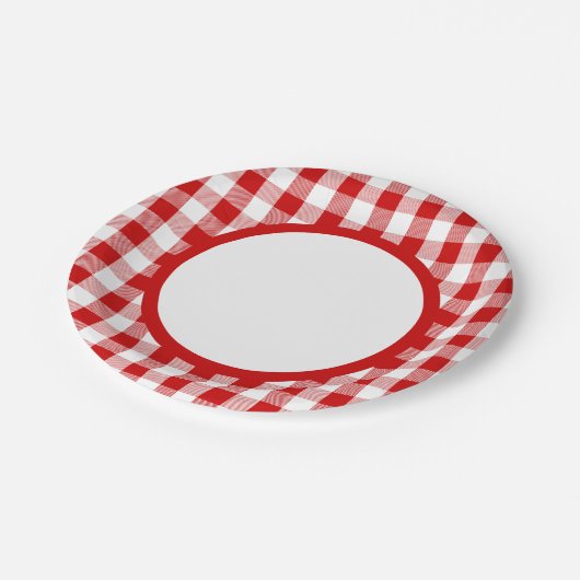 ギンガ赤と白ムは格子状のパーティーをチェック結婚する ペーパープレート (アングル)