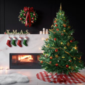 ギンガ赤と白ムプレイドモノグラム ブラッシュドポリエステルツリースカート