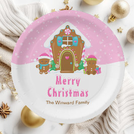 ギンガ飾パンのパーティー鮮やかなピンク ペーパープレート