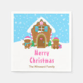 ギンガ飾ーパンのパーティーブライトブルーとピンク スタンダードカクテルナプキン (正面)