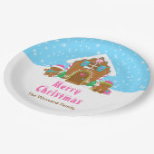 ギンガ飾ーパンのパーティーブライトブルーとピンク ペーパープレート (アングル)