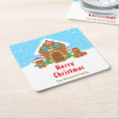 ギンガ飾ーパンのパーティー鮮やかな青と赤 スクエアペーパーコースター (アングル)