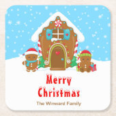 ギンガ飾ーパンのパーティー鮮やかな青と赤 スクエアペーパーコースター (正面)