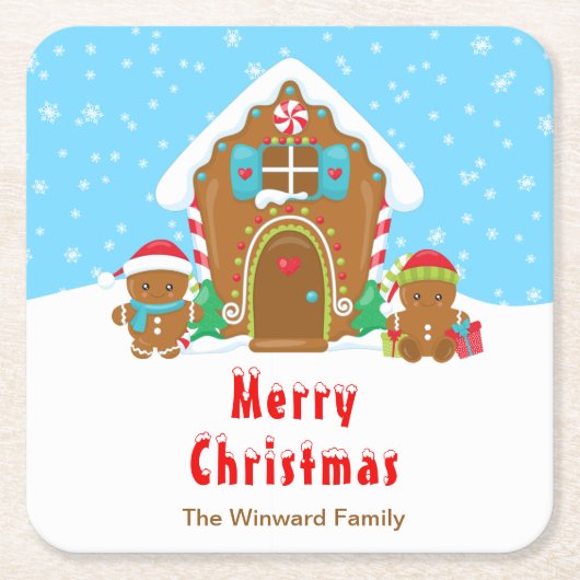 ギンガ飾ーパンのパーティー鮮やかな青と赤 スクエアペーパーコースター (正面)