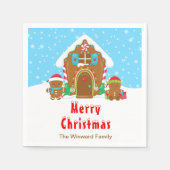 ギンガ飾ーパンのパーティー鮮やかな青と赤 スタンダードカクテルナプキン (正面)