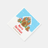 ギンガ飾ーパンのパーティー鮮やかな青と赤 スタンダードカクテルナプキン (角)