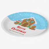 ギンガ飾ーパンのパーティー鮮やかな青と赤 ペーパープレート (アングル)