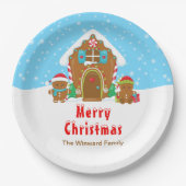 ギンガ飾ーパンのパーティー鮮やかな青と赤 ペーパープレート (正面)