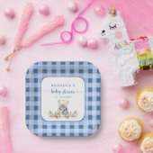 ギンガ魅力的ムプレイドテディベア赤ちゃんシャワー ペーパープレート (パーティー)