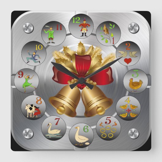 ギングル玉～クリスマスの12日～ スクエア壁時計 (正面)