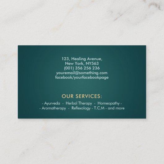 ギンコリーフツリー – エメラルド大理石と金ゴールド 名刺 (裏面)