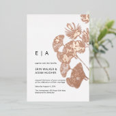 ギンコ実在リーフバラ結婚金ゴールド 箔招待状 (立ち正面)