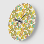 ギンコ葉抽象芸術アート ラージ壁時計 (傾斜)