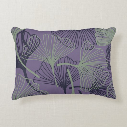 ギンコ・ビロバ:抽象芸術ヴィンテージパターン。 アクセントクッション (正面)