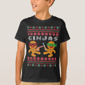 ギンジャスジンジャーブレッドマン醜いクリスマスセーター Tシャツ (正面)
