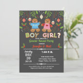 ギンジャーブレッドクリスマスのジェンダーがベビーシャワーを浴びる 招待状 (スタンド正面)