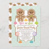 ギンジャーブレッドクリスマスジェンダーリビールパーティー 招待状 (正面/裏面)