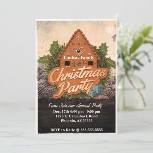 ギンジャーブレッドクリスマスパーティの招待状 招待状 (スタンド正面)