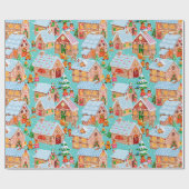 ギンジャーブレッドビレッジ（アクア） ラッピングペーパー (フラット)