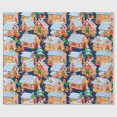 ギンジャーブレッドビレッジ（青） ラッピングペーパー (フラット)