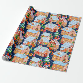 ギンジャーブレッドビレッジ（青） ラッピングペーパー