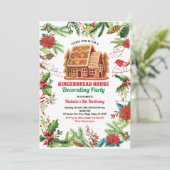 ギンジャーブレッ飾ドハウスのパーティー誕生日ベーキング 招待状 (スタンド正面)